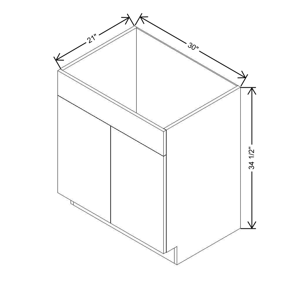 Modernform Cabinet Matte White 30" W X 34 1/2" H X 21" D Vanity Sink Base 2 Doors/1 False Front